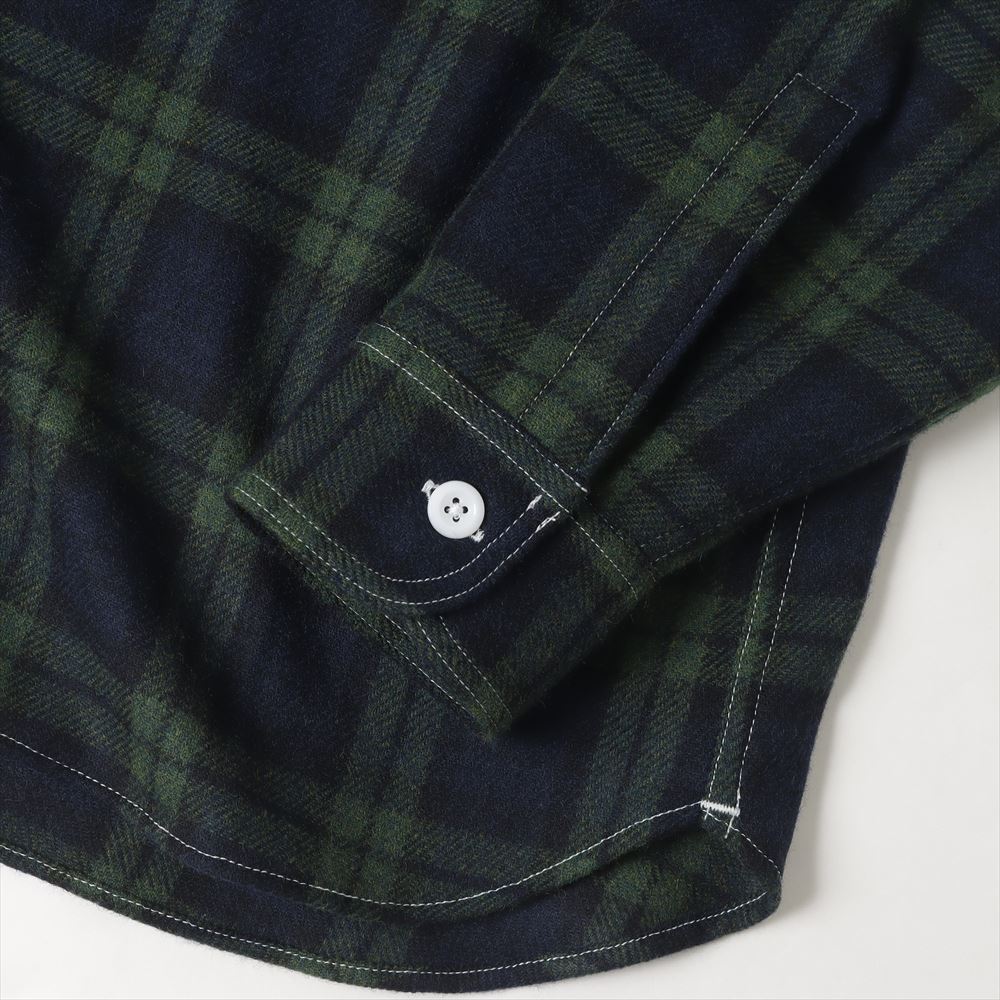 HYPER BIG TARTAN WOOL DRAPE MILITARY WORK SHIRTS