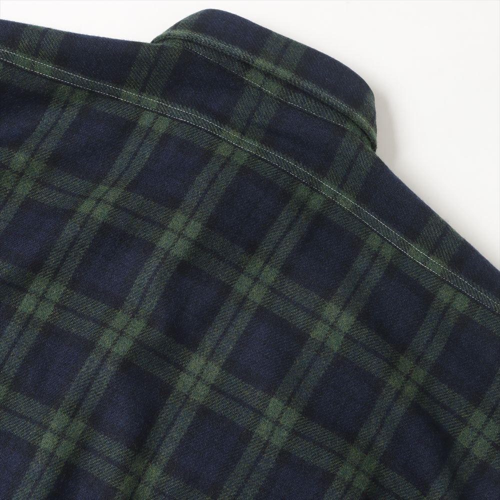 HYPER BIG TARTAN WOOL DRAPE MILITARY WORK SHIRTS