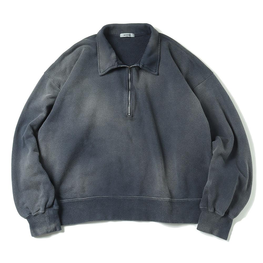 VINTAGE FADE HALF ZIP COLLAR SWEAT SHIRT