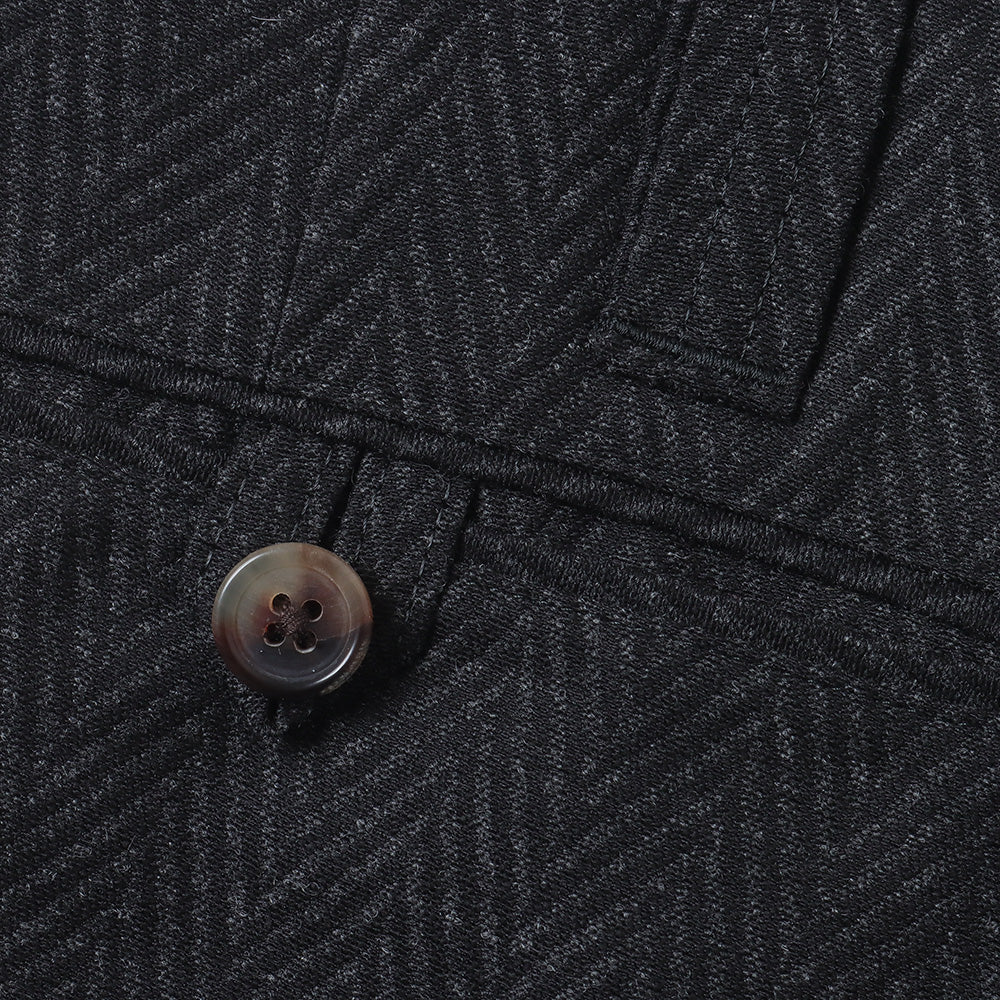 HERRING BONE WOOL SUITING 1-TUCK WIDE TAPERED SLACKS