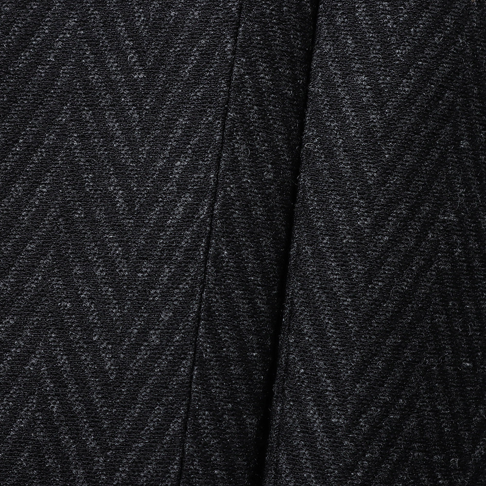 HERRING BONE WOOL SUITING 1-TUCK WIDE TAPERED SLACKS