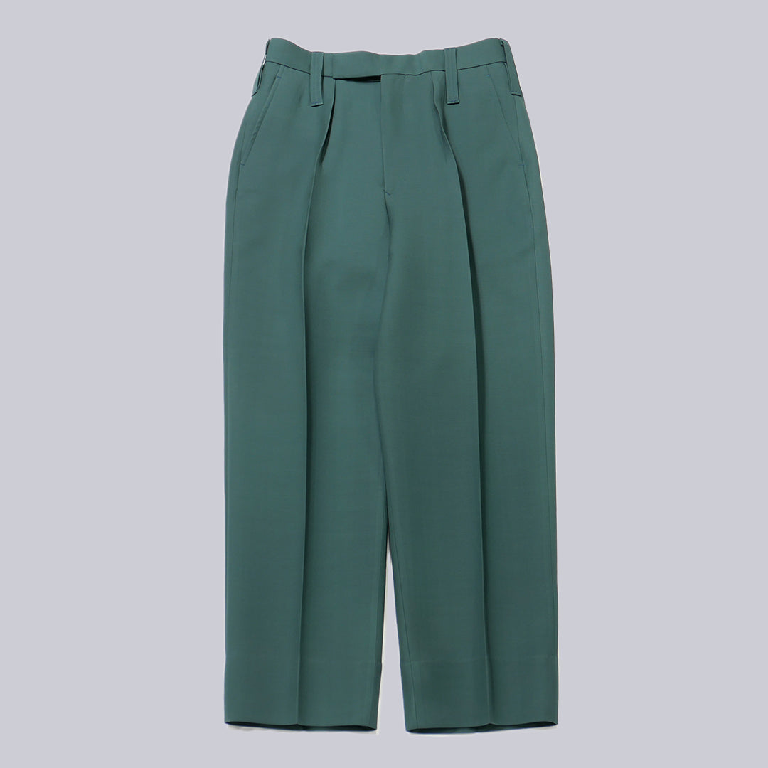 HEAVY WOOL & SILK 1-TUCK WIDE TAPERED SLACKS