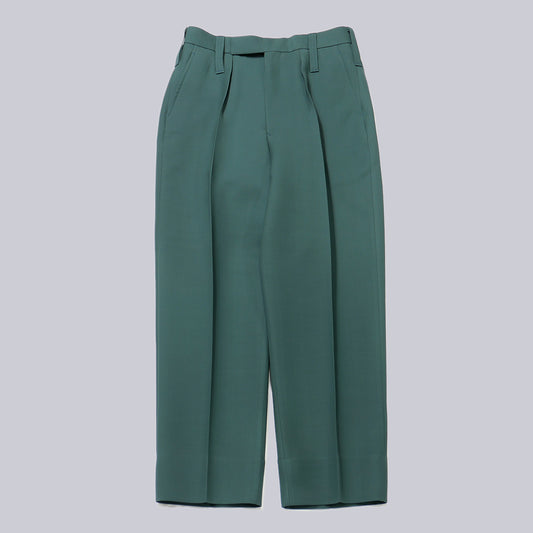  HEAVY WOOL & SILK 1-TUCK WIDE TAPERED SLACKS  