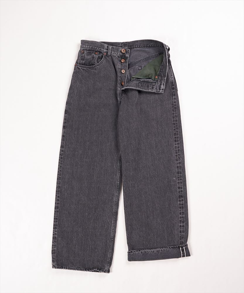 WIDE LEG JEANS ORGANIC COTTON 13.5oz SELVEDGE DENIM (FADED BLACK)