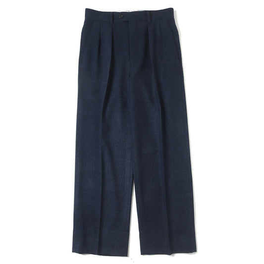  VIRGIN WOOL AND CASHMERE FLANNEL 2-TUCK STRAIGHT SLACKS  