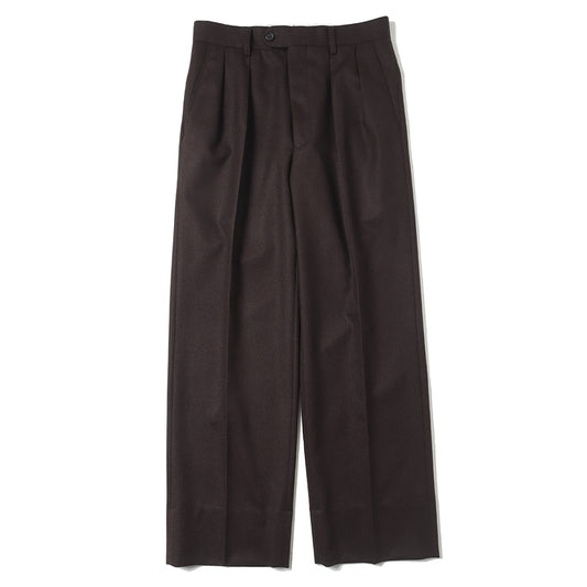  WOOL FRANNEL DRAPE 2-TUCK STRAIGHT SLACKS  