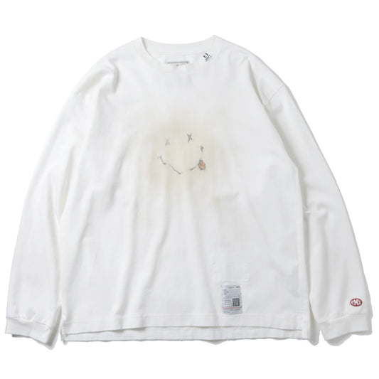  DISTRESSED SMILY FACE PRINTED L/S TEE  