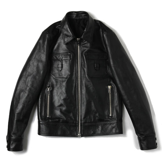  FLAP POCKET LEATHER JACKET  