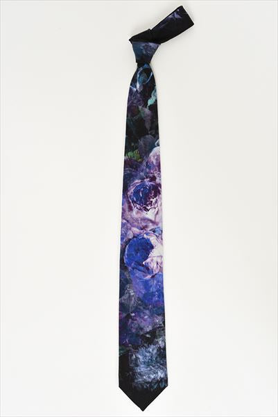 WOOL GABARDINE INKJET TIE FLOWER