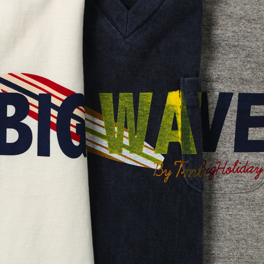  S/S ラフィー天竺TEE Vneck (BIG WAVE)  