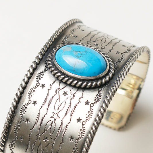  SILVER NATIVE TURQUOISE BOLD BANGLE  