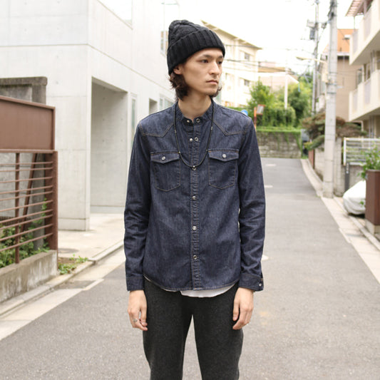  6oz DENIM x ONE WASH バンドカラーシャツ  