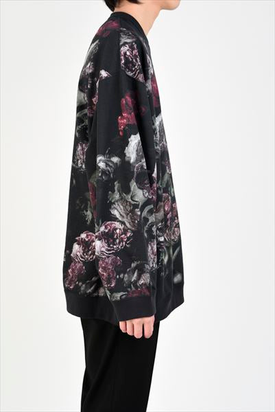 LOOP BACK CLOTH INKJET FLOWER SKULL PULLOVER