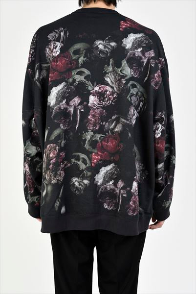 LOOP BACK CLOTH INKJET FLOWER SKULL PULLOVER