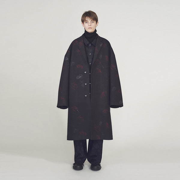 MELTON INKJET ROSE PHOTO BIG COAT