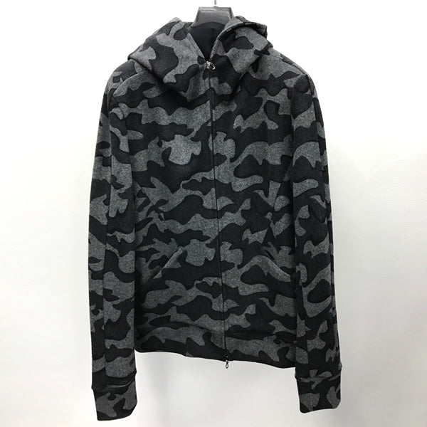 KAZUYUKI KUMAGAI プリントカシミヤ混ニットフラノ ZIP UP